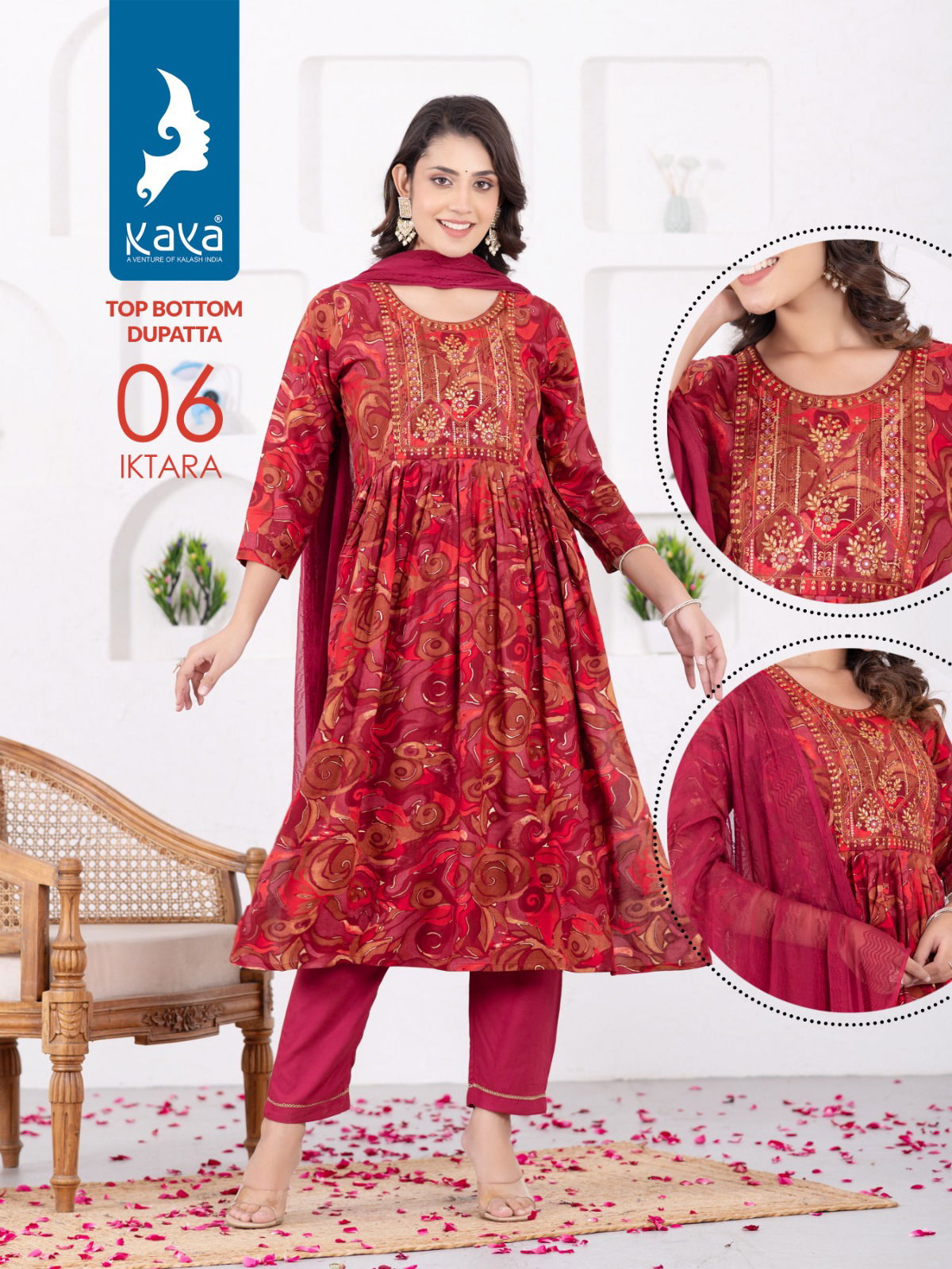 Iktara By Kaya Rayon Nyra Cut Printed Readymade Suits Catalog